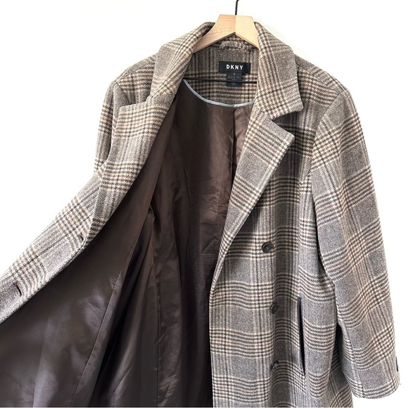 DKNY Walker Single-Breasted Plaid Wool-Blend Coat Brown Size 3X - Picture 11 of 14